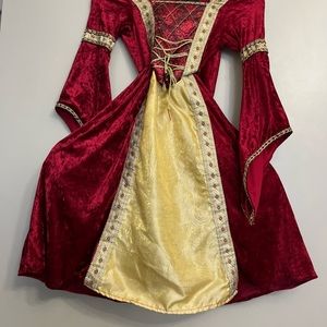 Sz 5 girls (larg fit) victorian velour, red and gold dress.